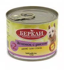 Беркли консервы для собак Ягненок/рис №2 200гр