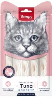 Wanpy Cat Лакомство для кошек «нежное пюре» из тунца и креветок 70 