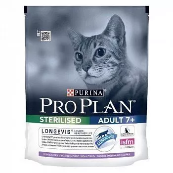 Pro Plan Sterilised 7+ для стерилизованных кошек старше 7 лет, с индейкой