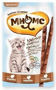 Мнямс лакомые палочки для котят с индейкой 3x5гр
