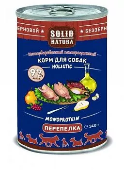 Solid Natura Holistic консервы для щенков со вкусом перепелки 340 гр