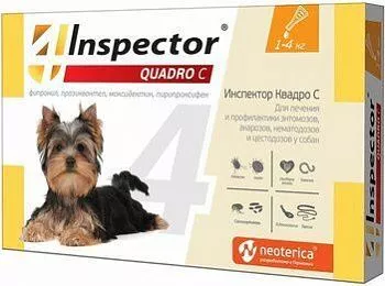 Inspector QUADRO для собак 1-4кг препарат противопаразитарного действия 1 пипетка