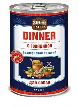 Solid Natura Dinner консервы для собак со вкусом говядины 340 гр