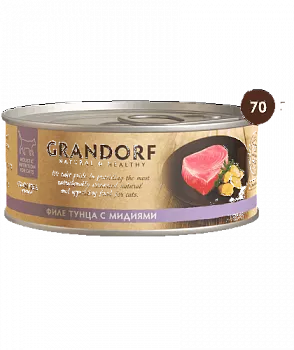 Grandorf консервы для кошек филе тунца с мидиями 70гр.