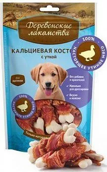 Деревенские лакомства для щенков Кальциевая косточка с уткой 90гр
