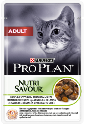 PRO PLAN NUTRISAVOUR Adult для взрослых кошек_ ягненок в желе 85гр_